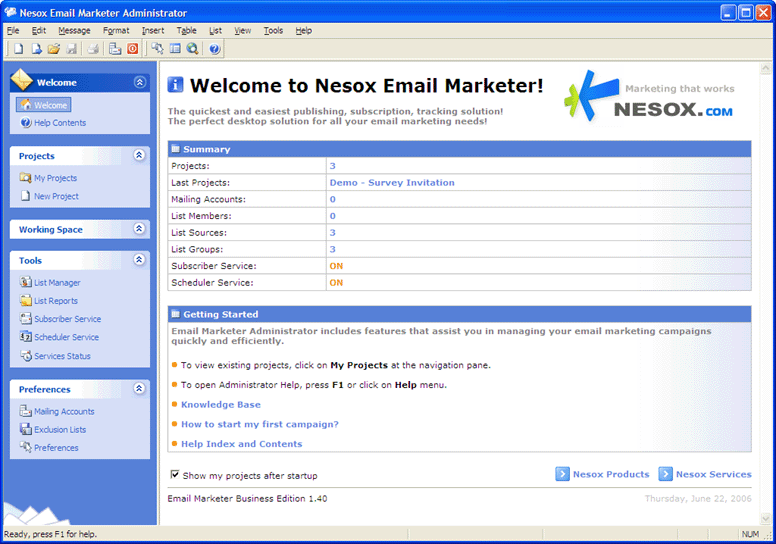 Nesox Email Marketer Business Edition Screenshot